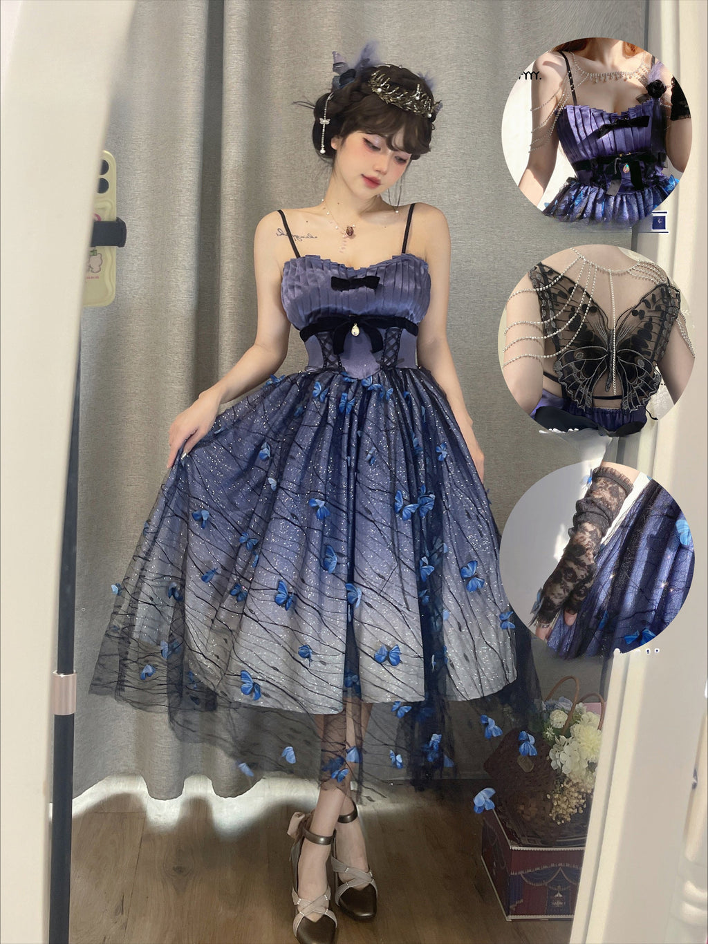 [Limited edition] Dreamy Purple Butterfly Fantasy Lolita Gown with Grand Luxurious Skirt