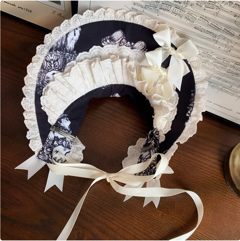 [Doll's Night OP] Original Design Doll-Style Lolita Dress with Embroidered Doll Print - Twin Version Set