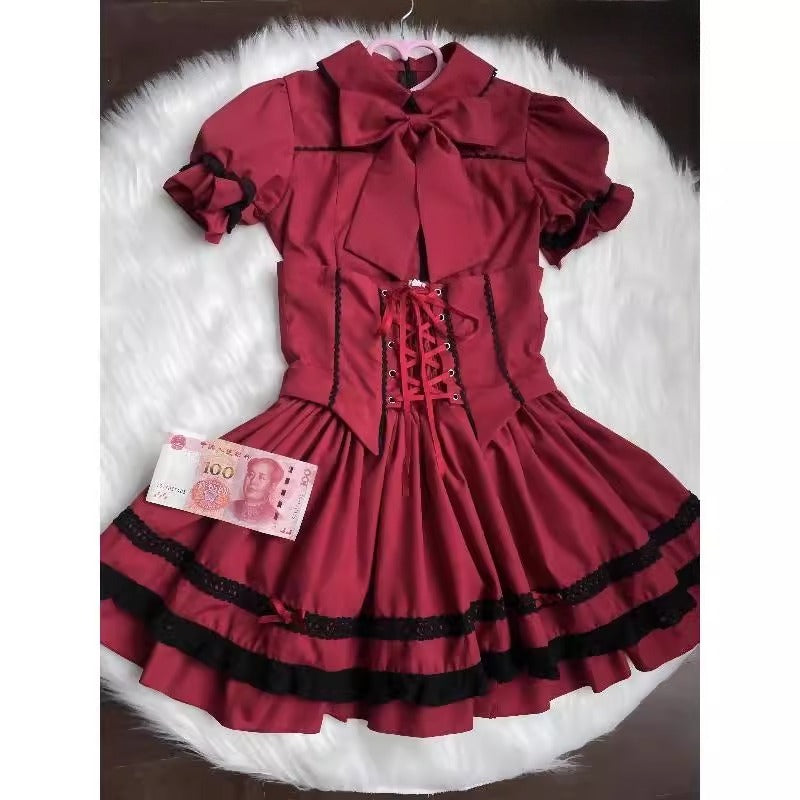Regal Doll Lolita Set - Vintage-Inspired Cape and Corset Dress Ensemble