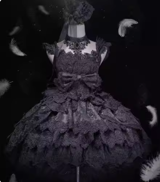 Elegant Lace Lolita JSK Dress with Floral Embroidery