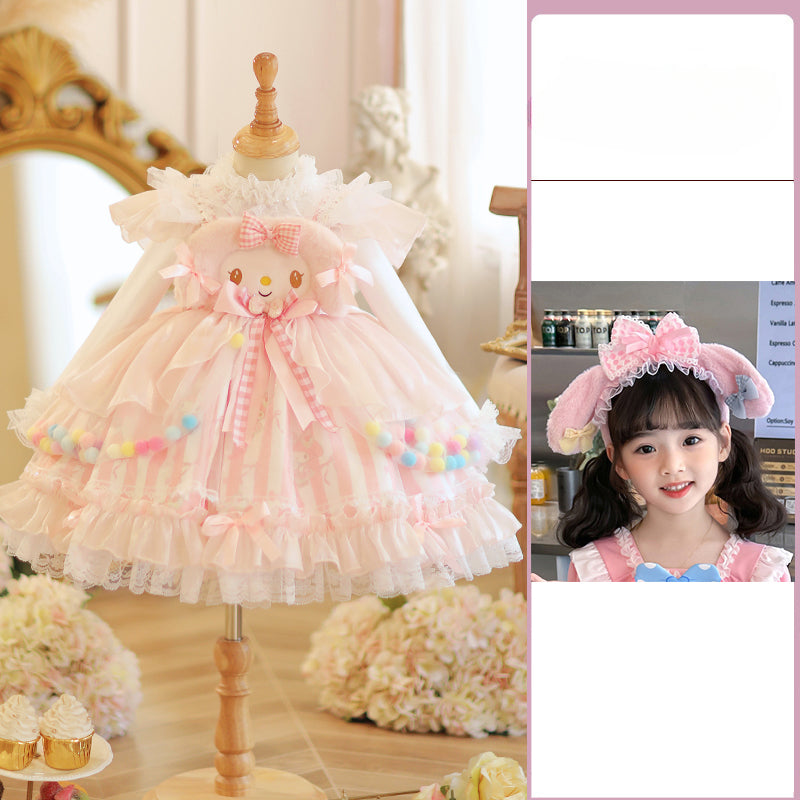 Adorable Pastel Pink Lolita Princess Dress for Girls - Spring and Autumn Collection
