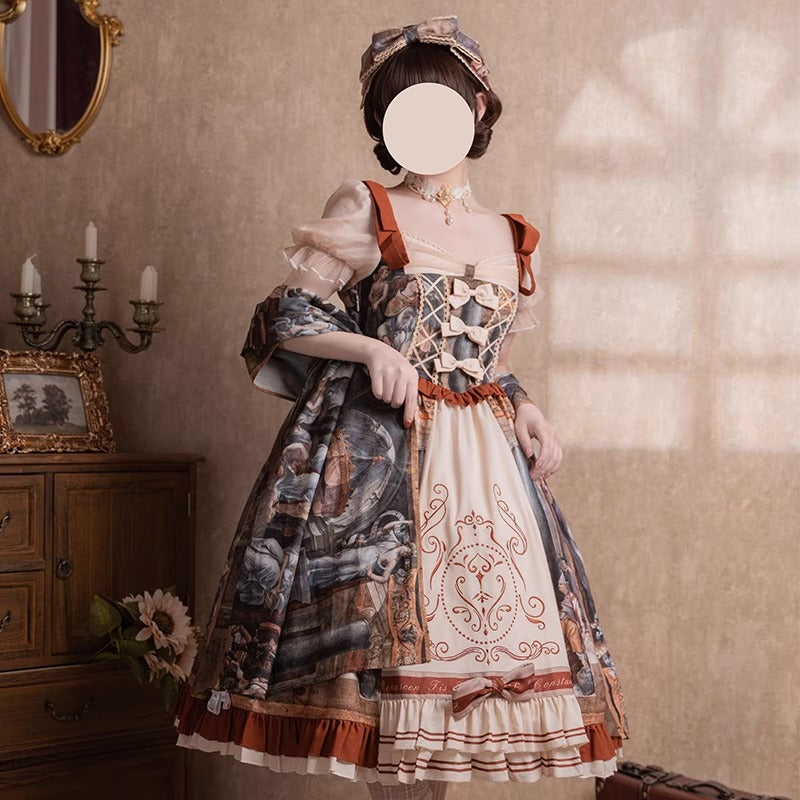 Original Lolita Dress "Constantine OP" Oil Painting Pattern, Classic Retro Lolita Dress