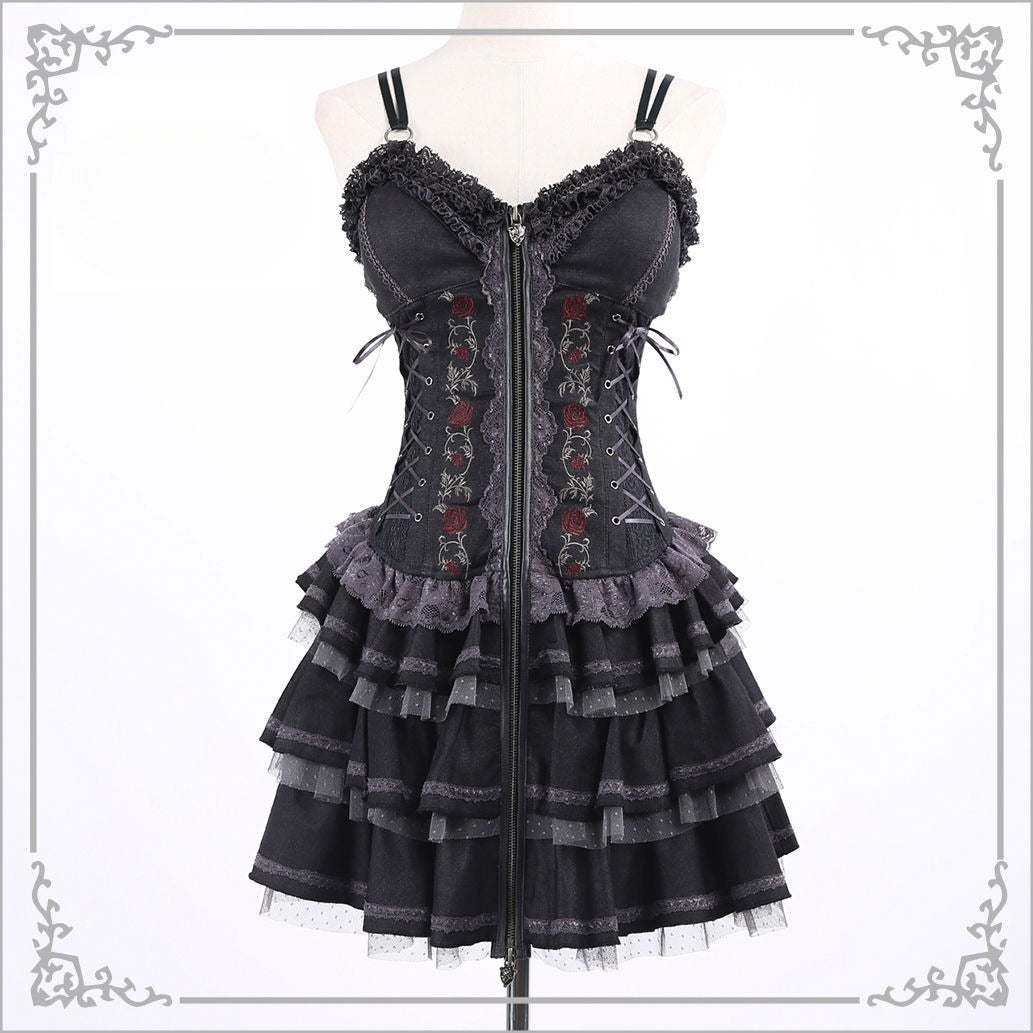Summer of Roses JSK Gothic Dark Punk Black Lolita Dress