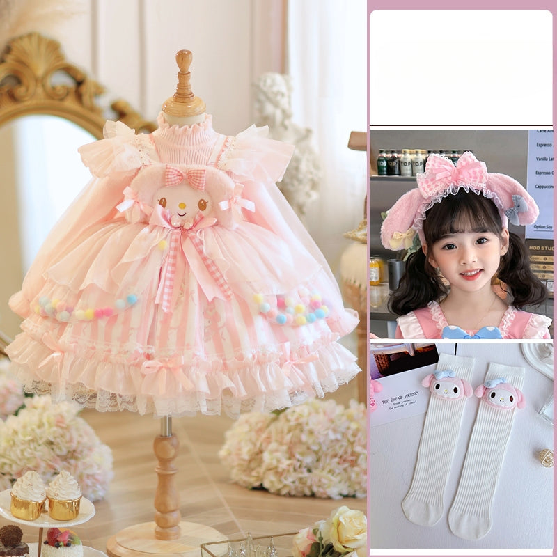 Adorable Pastel Pink Lolita Princess Dress for Girls - Spring and Autumn Collection