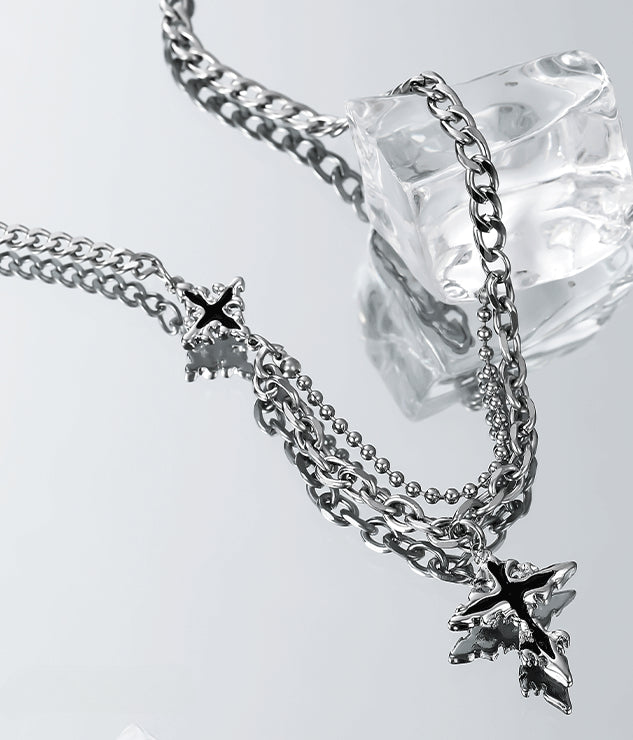 Cross Pendant Ouji Punk Necklace with Luxe Chain Ouji Accessory