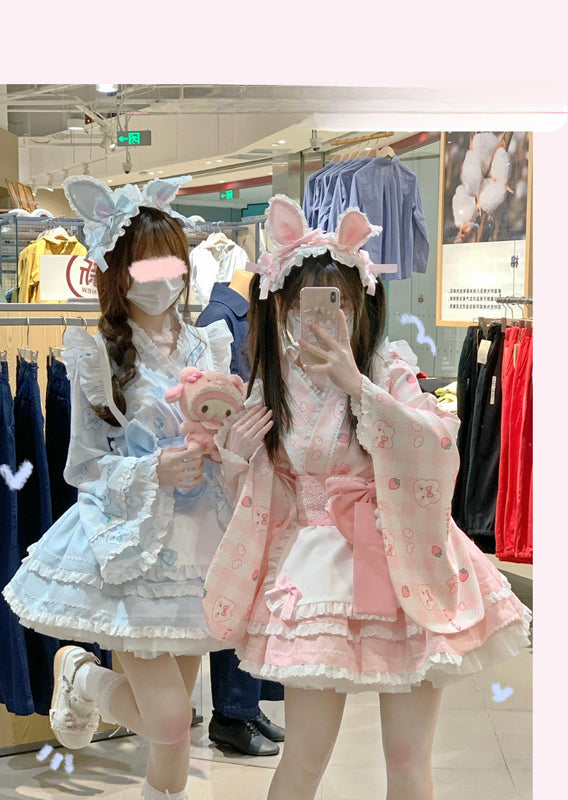 Colorful Fairy Tale Lolita Dress with Embroidery Details and Ruffled Skirt