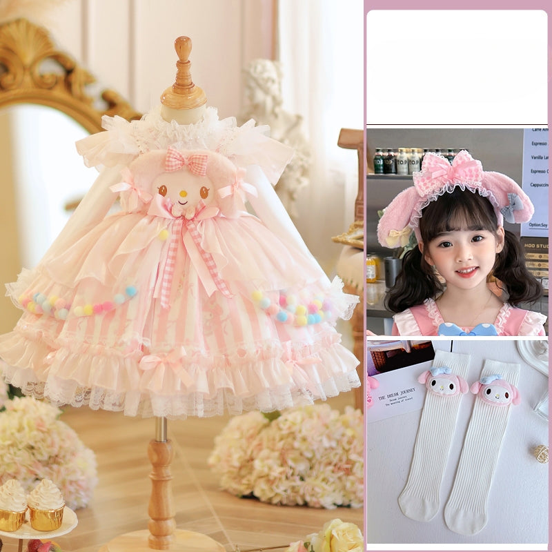 Adorable Pastel Pink Lolita Princess Dress for Girls - Spring and Autumn Collection