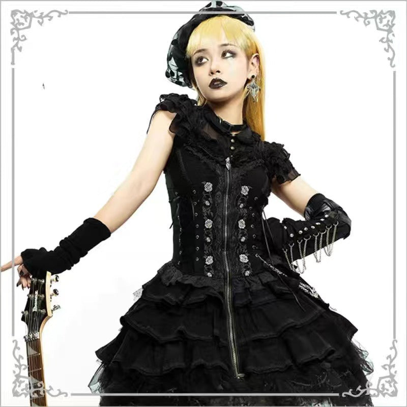 Summer of Roses JSK Gothic Dark Punk Black Lolita Dress