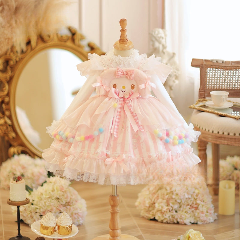 Adorable Pastel Pink Lolita Princess Dress for Girls - Spring and Autumn Collection
