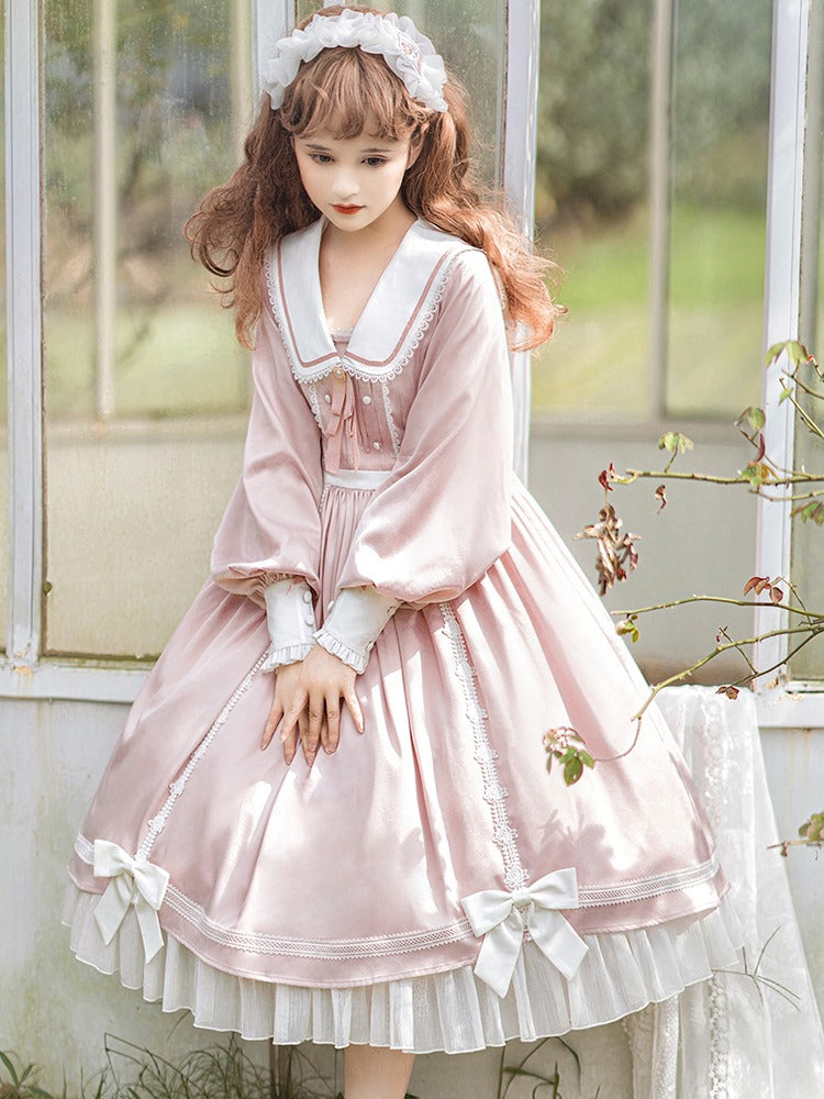 Elegant Romantic Lace Lolita OP with Grand Overskirt
