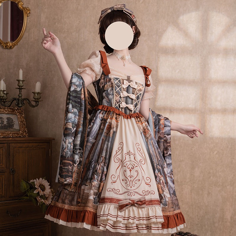 Original Lolita Dress "Constantine OP" Oil Painting Pattern, Classic Retro Lolita Dress