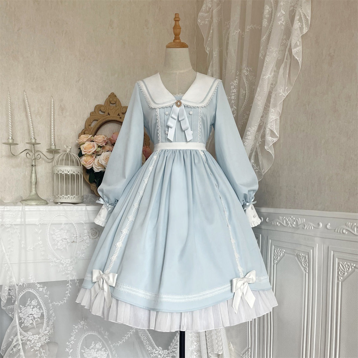 Elegant Romantic Lace Lolita OP with Grand Overskirt