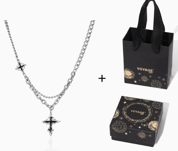 Cross Pendant Ouji Punk Necklace with Luxe Chain Ouji Accessory