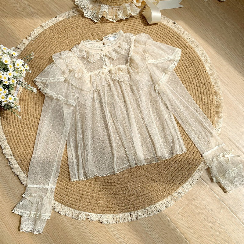 Vintage Pastoral Embroidery Tiered JSK - Four Seasons Garden Charm